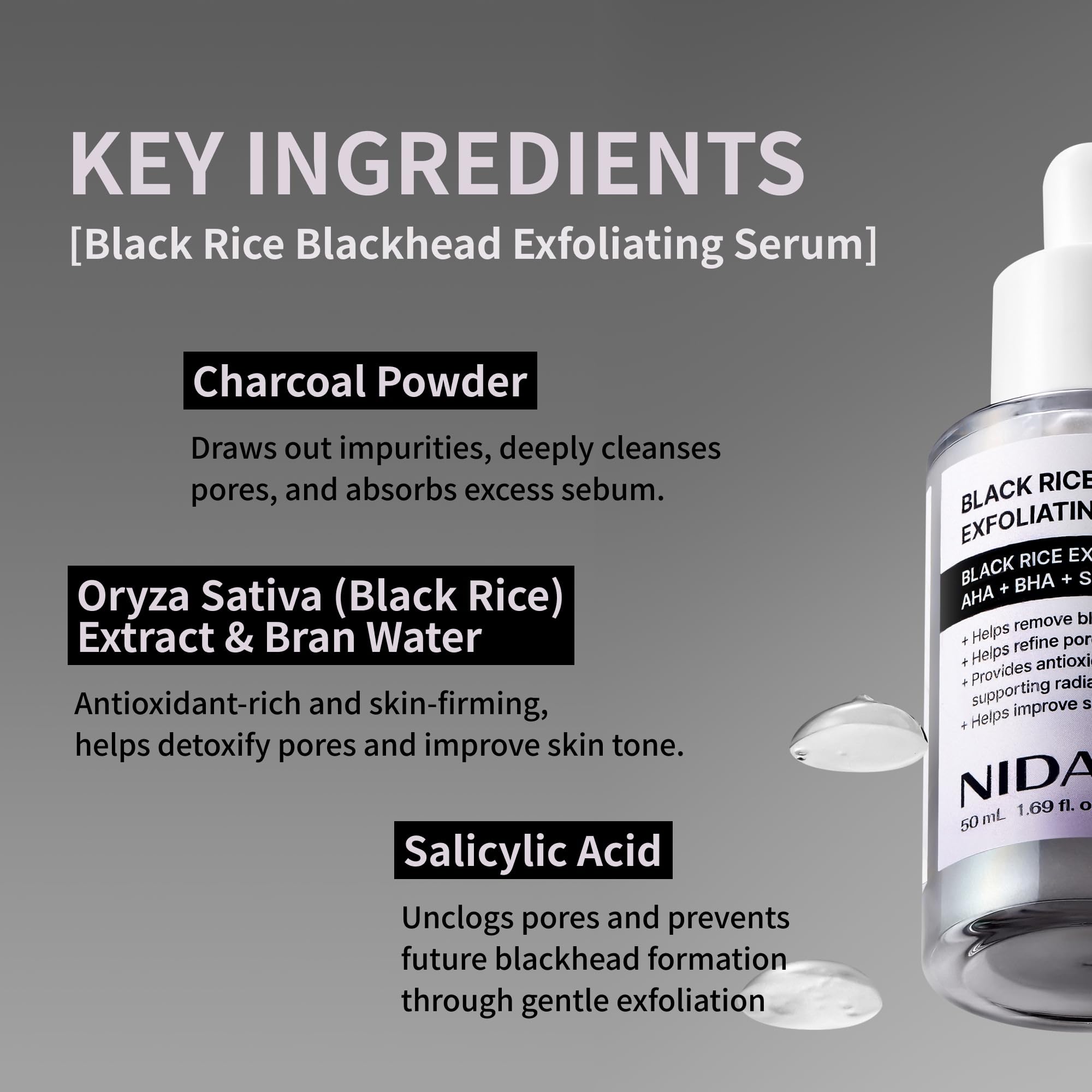 Aplicación del NIDA suero exfoliante en el rostro para suavizar la piel.