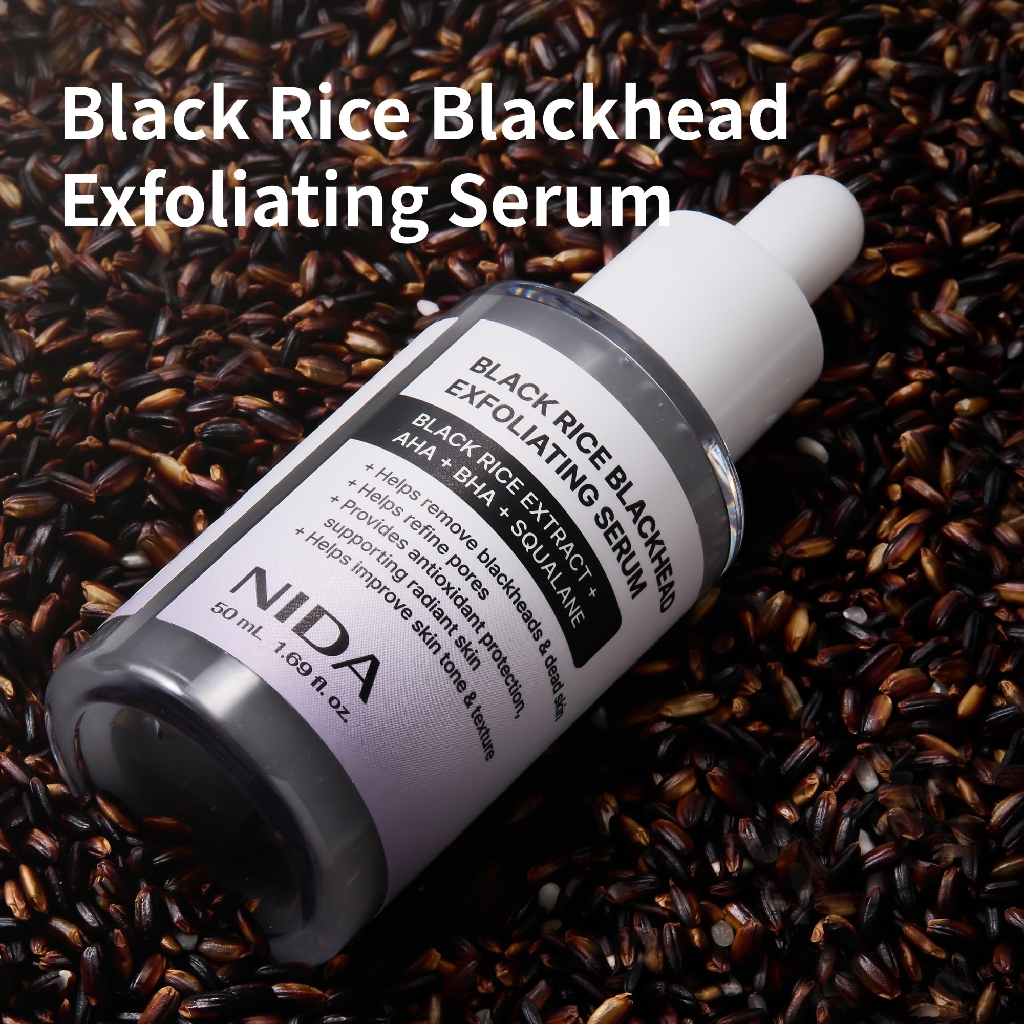 NIDA suero exfoliante, empaque elegante que transmite cuidado seguro.