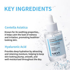 NIDA Centella Serum, envase cristal: presentación elegante para tu rutina.