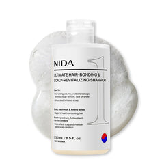 Champú NIDA Bonding, botella-vertido: sensación suave al aplicar y limpieza delicada.