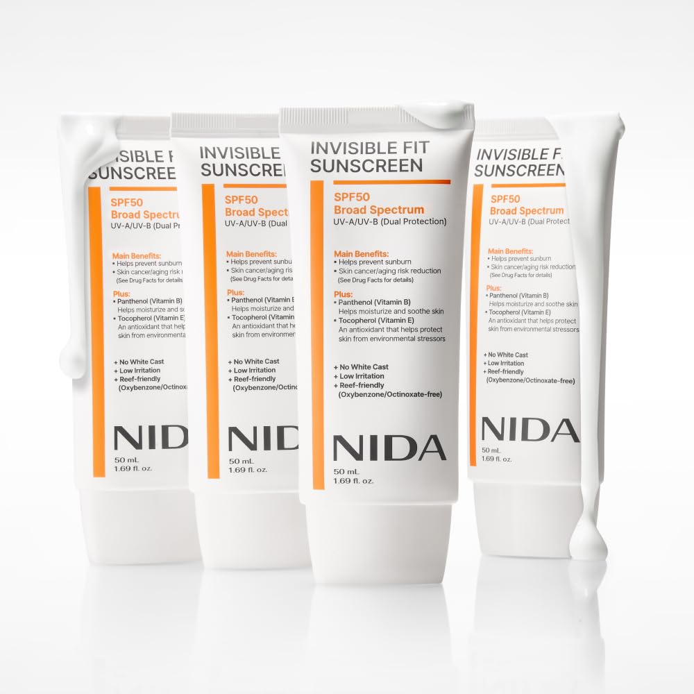 NIDA Invisible Fit protector solar, amigable con arrecifes y sin químicos agresivos.