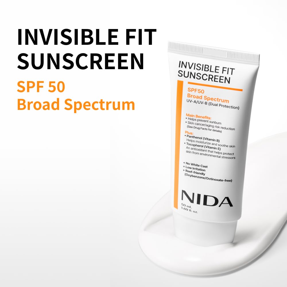 NIDA Invisible Fit protector solar, textura ligera que se desliza y aporta hidratación.