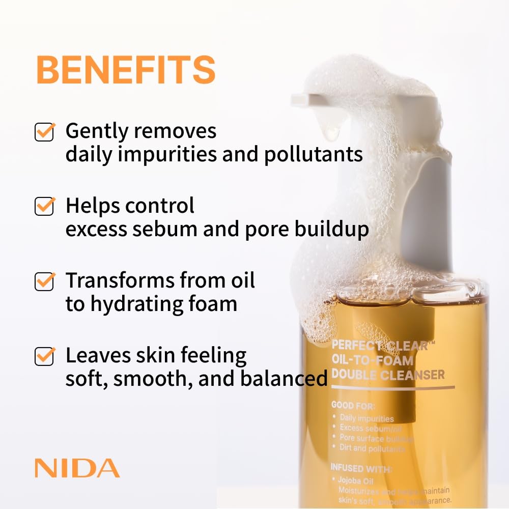 NIDA Perfect Clear: textura espuma densa para limpieza profunda.