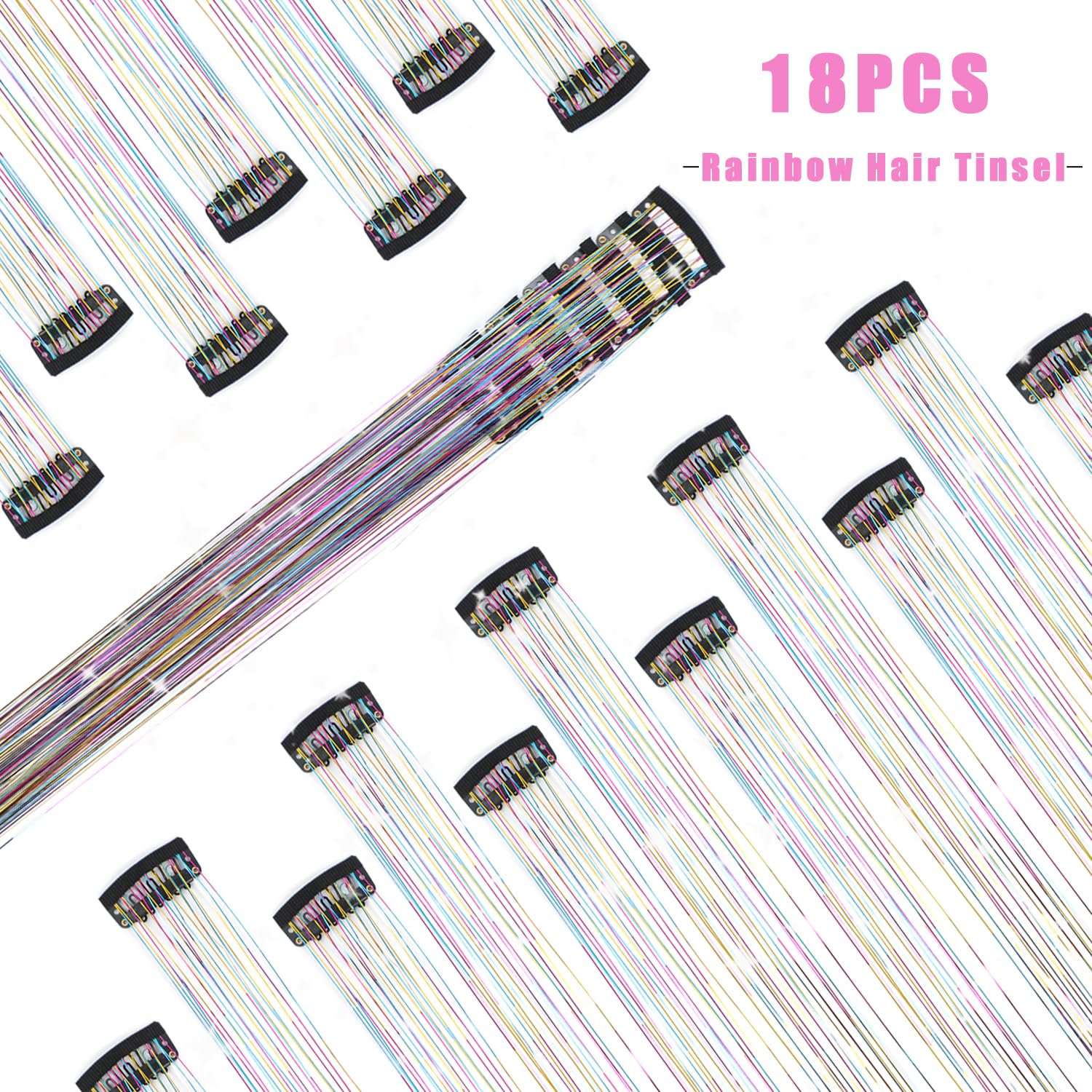 Nielp 20.5-inch hair tinsel clip for long length and easy customization.