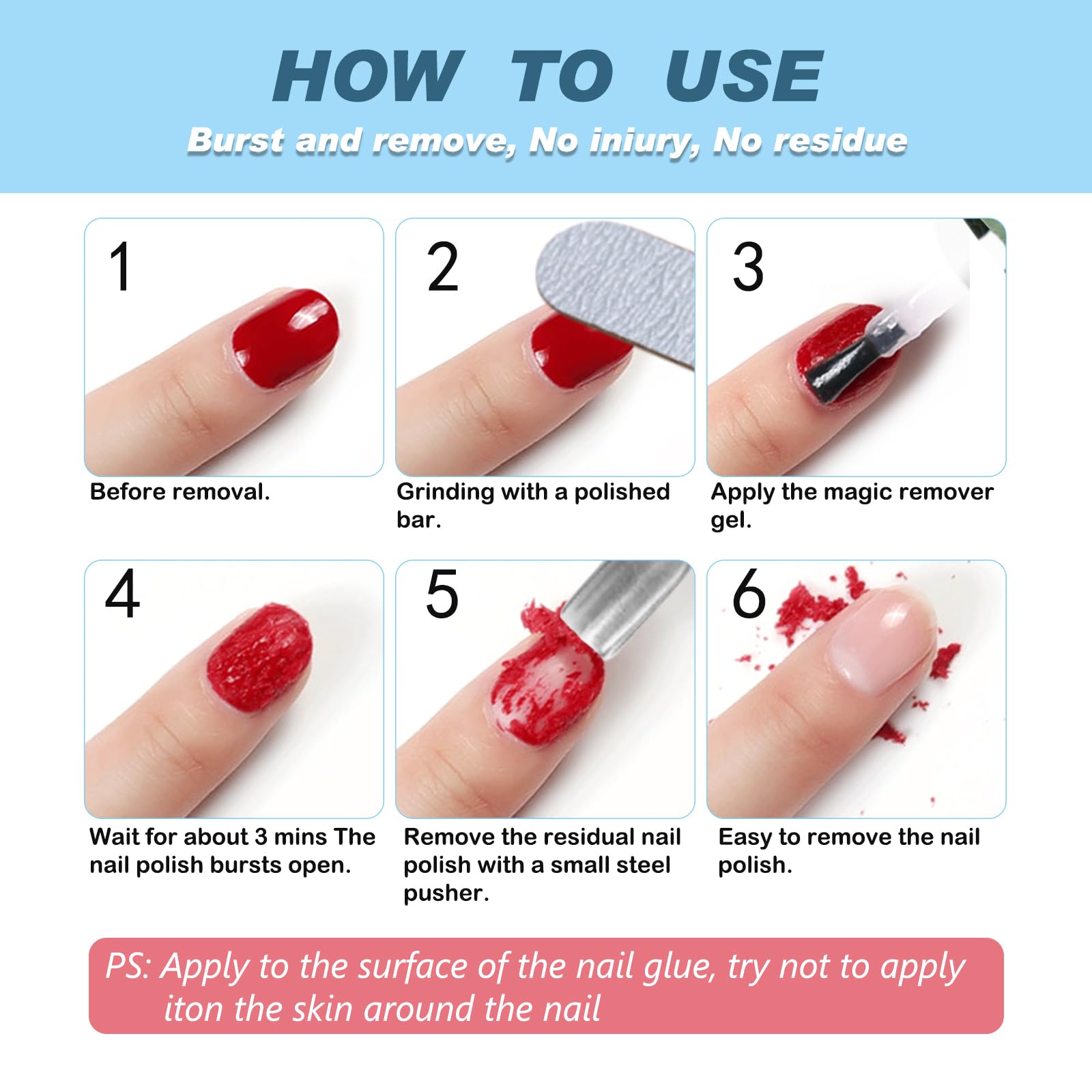 Close-up bottle label emphasizing simple, mess-free steps