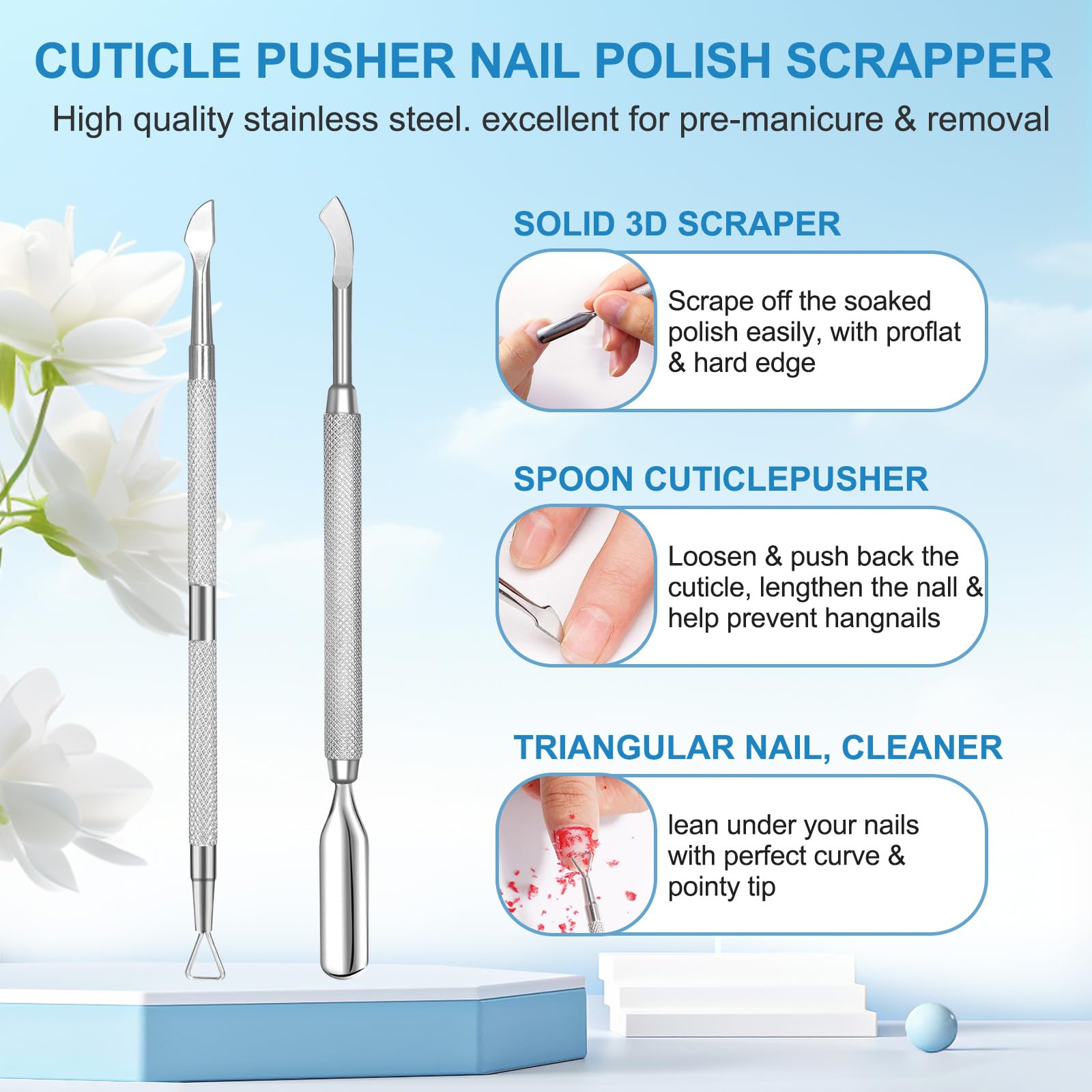NIFEISHI cuticle pusher included for easy polish lifting