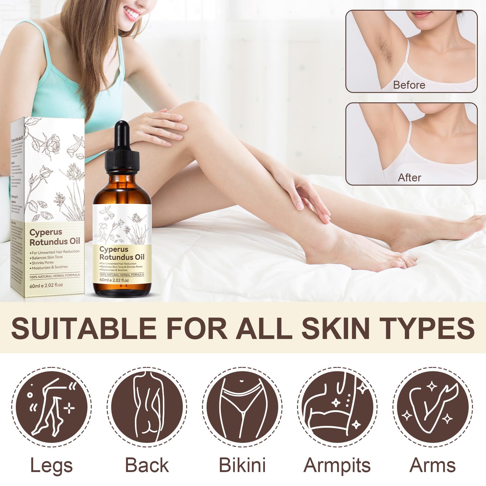 NIFEISHI Cyperus Rotundus Oil ingredients panel emphasizes purity.