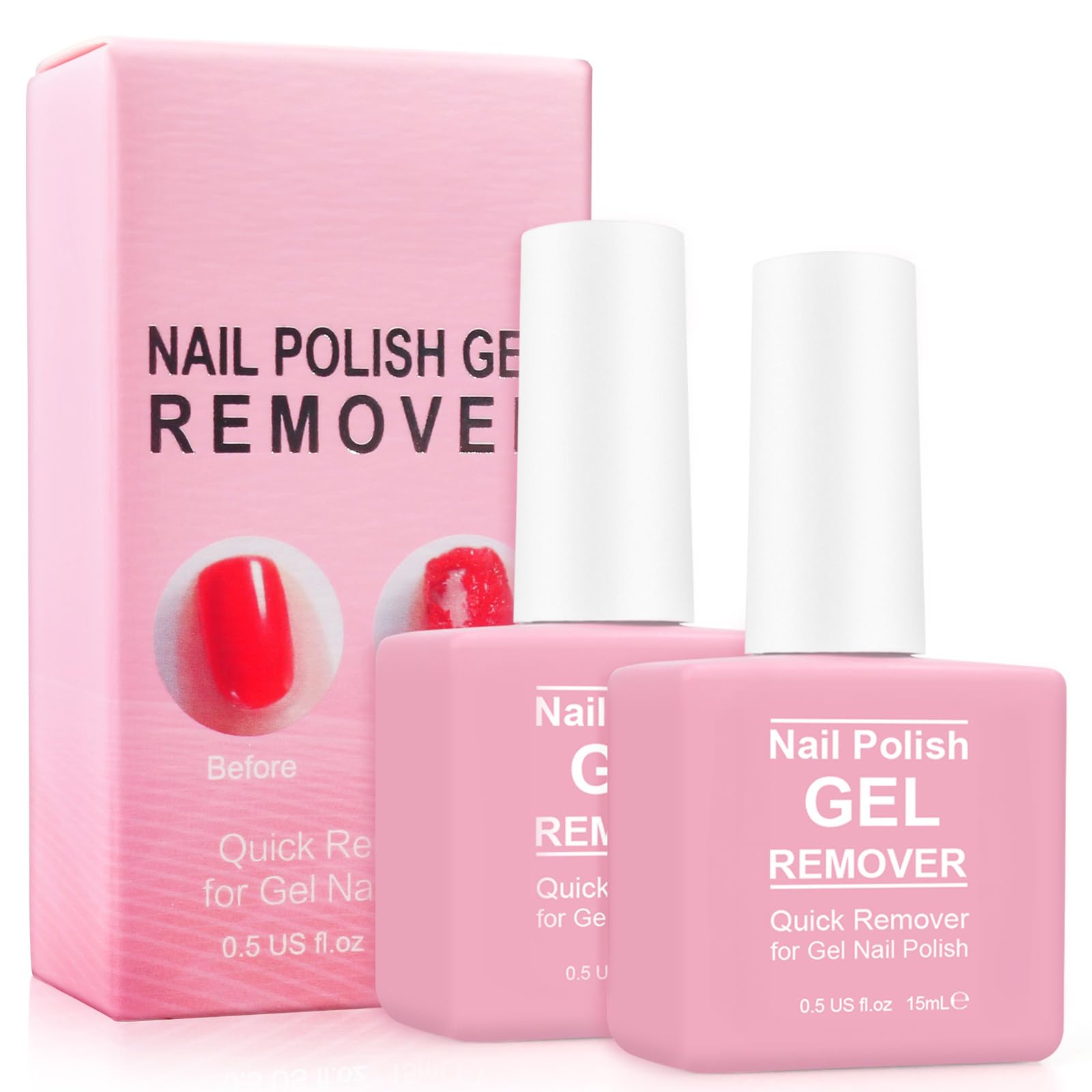 NIFEISHI gel nail remover bottle close-up, demonstrating easy brush-on application for quick at-home use