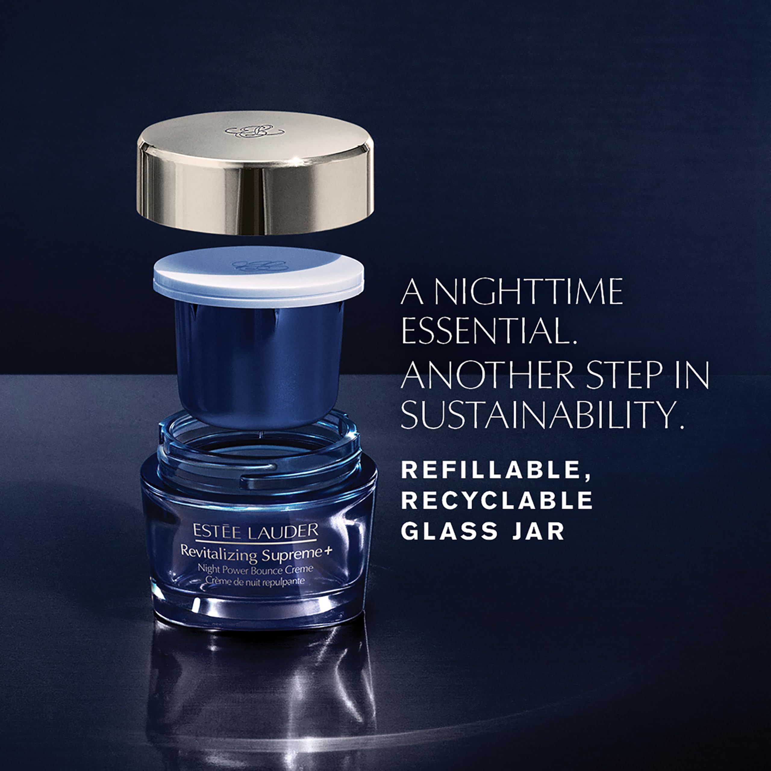 Estee Lauder Revitalizing Supreme+ Night Power Bounce Cream supports a smoother, lifted morning complexion.