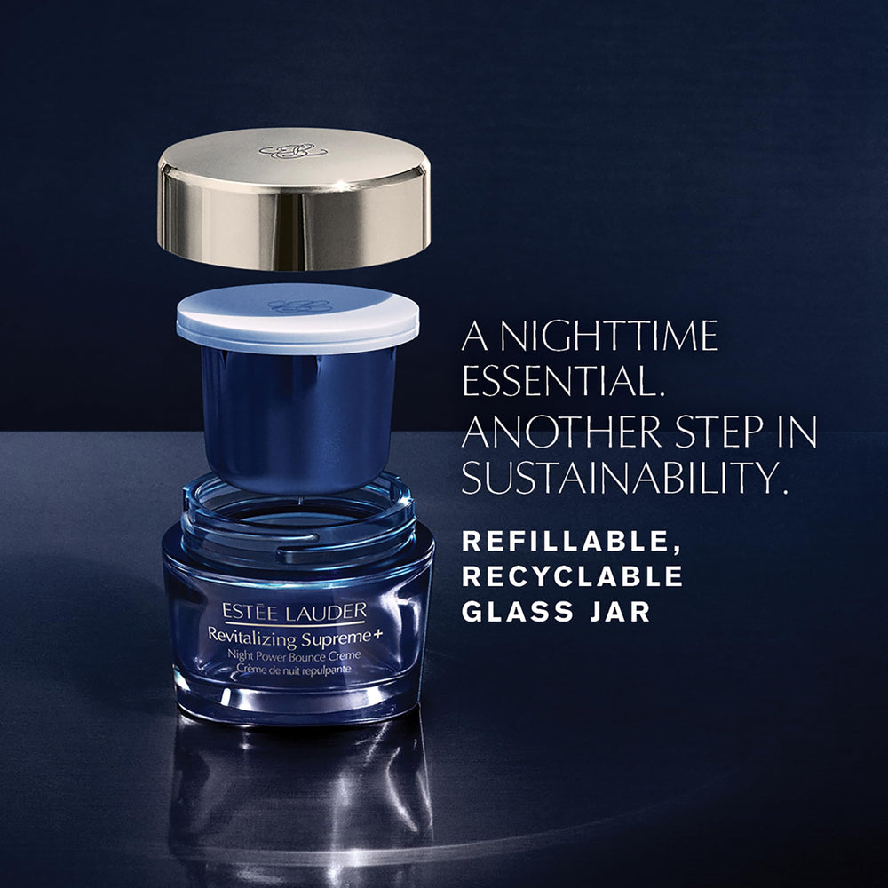 Estee Lauder Revitalizing Supreme+ Night Power Bounce Cream supports a smoother, lifted morning complexion.