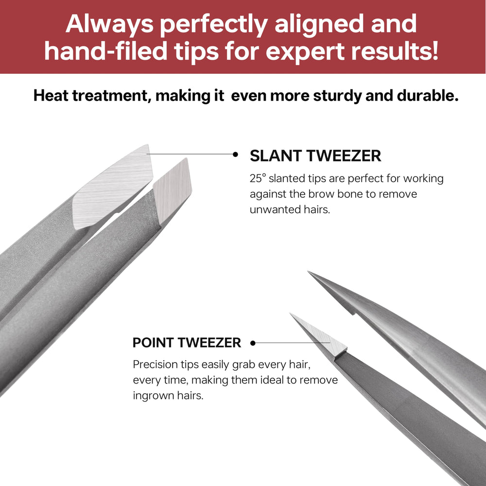 NILIYA Eyebrow Tweezers with ergonomic handle for steady grooming and reduced fatigue.