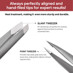 NILIYA Eyebrow Tweezers with ergonomic handle for steady grooming and reduced fatigue.