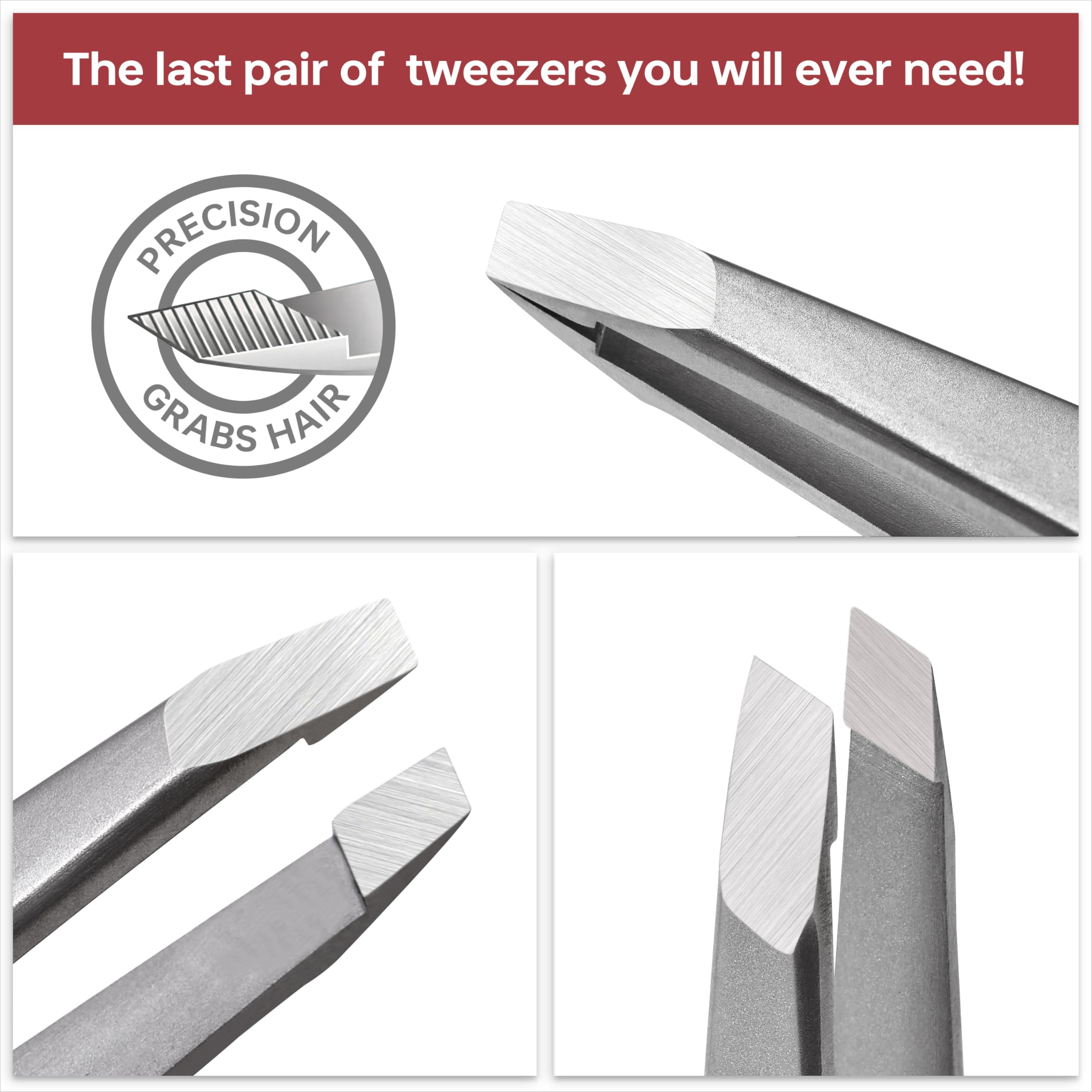 NILIYA Eyebrow Tweezers made of heat-treated stainless steel for lasting tip alignment.