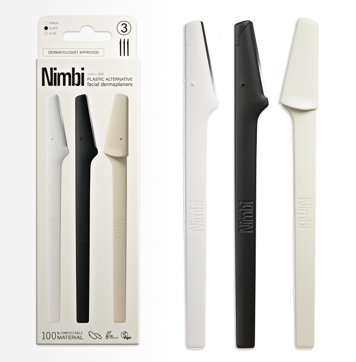 Nimbi Dermaplane Razor close-up blade for precise hair removal and gentle exfoliation.