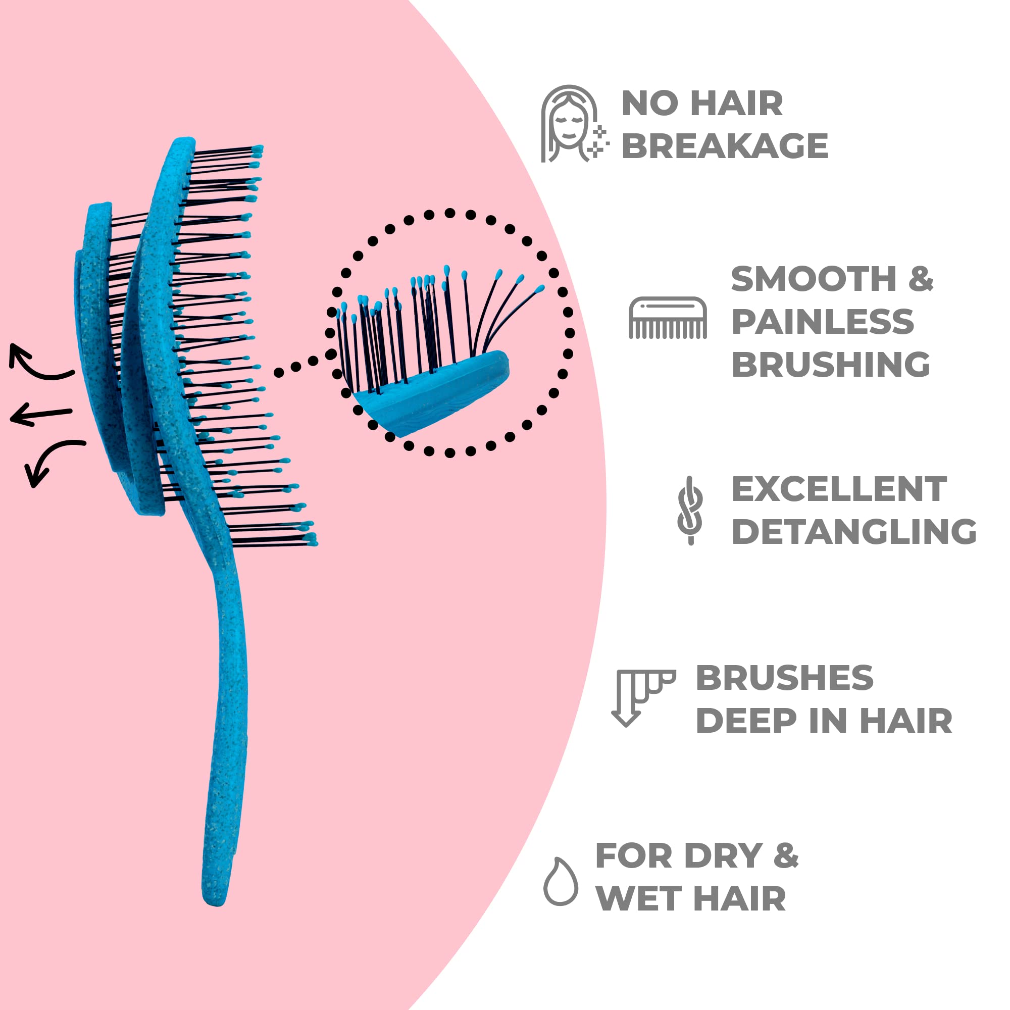 Ninabella detangle brush ergonomic handle designed for comfort