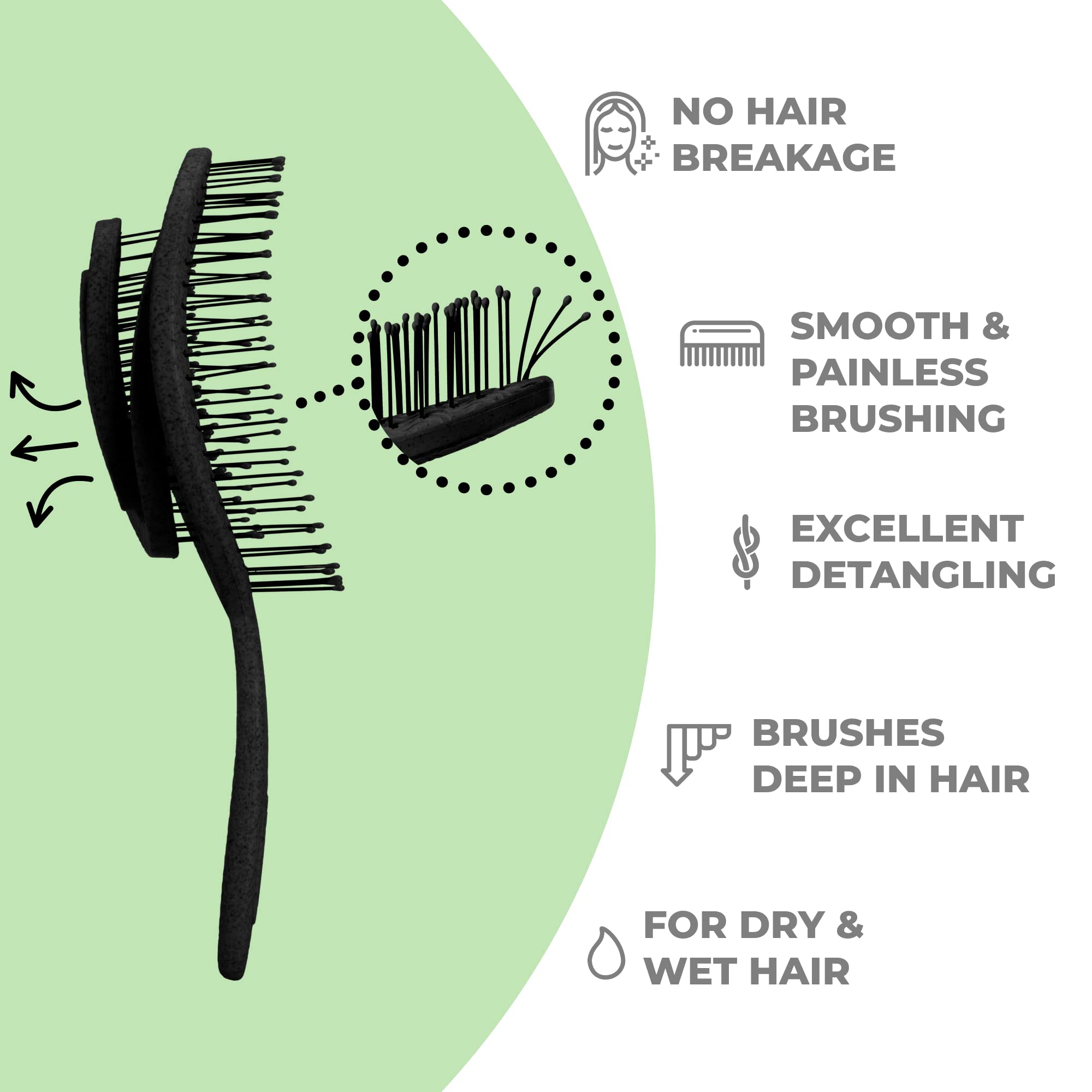 Ninabella detangle brush ergonomic handle for comfortable styling