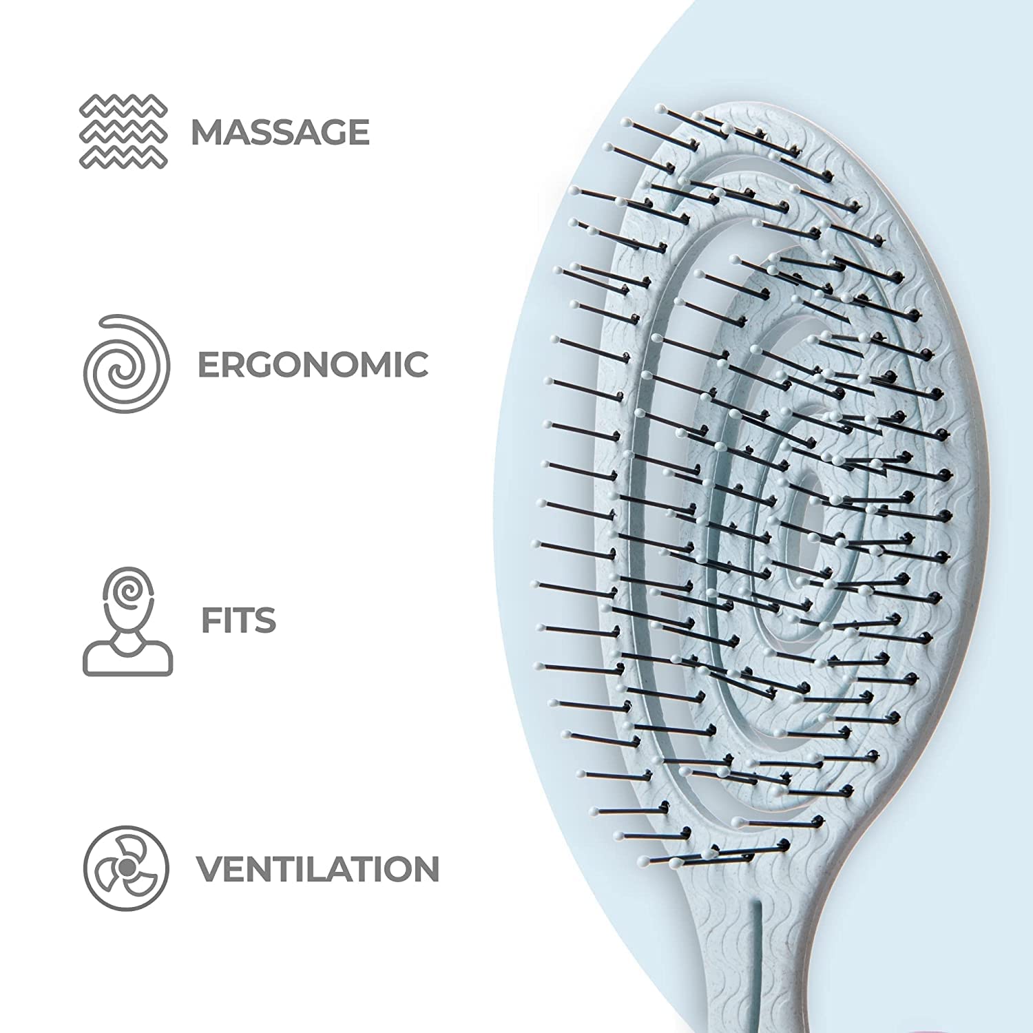 Ninabella detangle brush in use, reducing pulling during brushing
