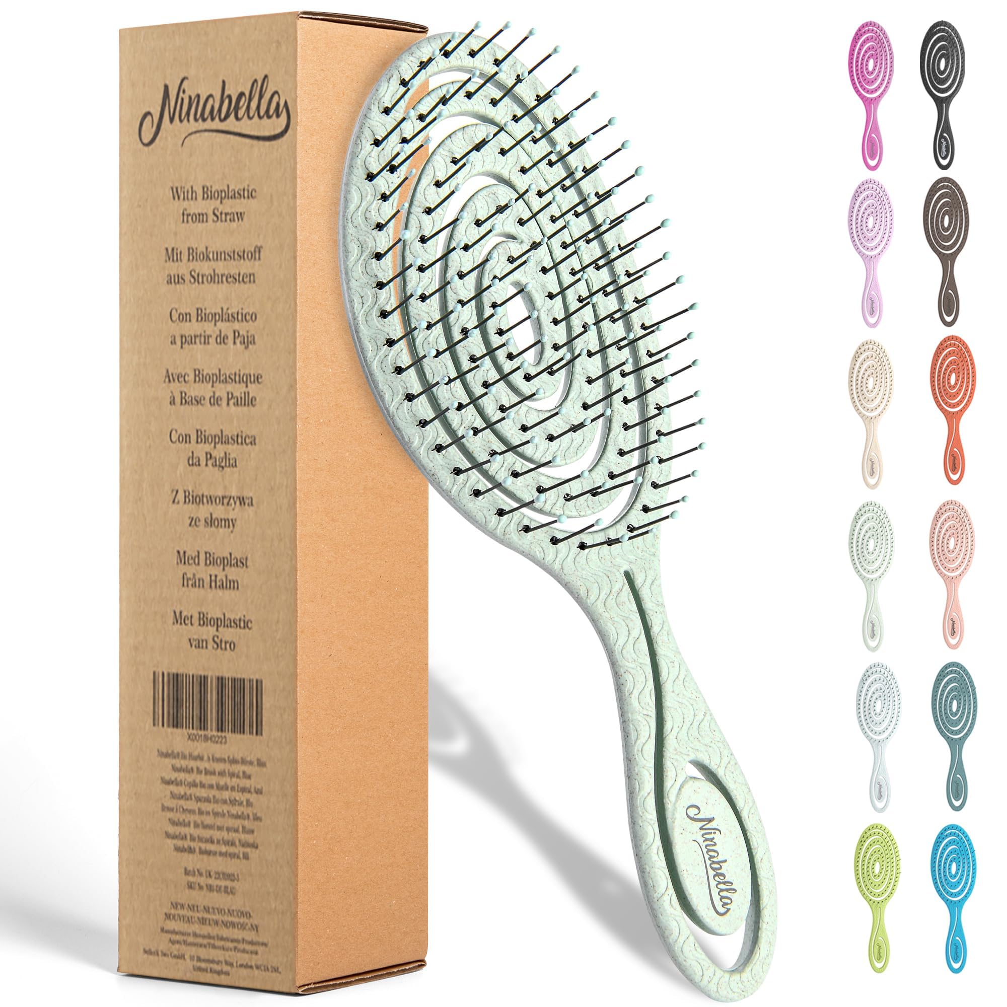 Ninabella detangle brush spiral head for gentle, painless detangling