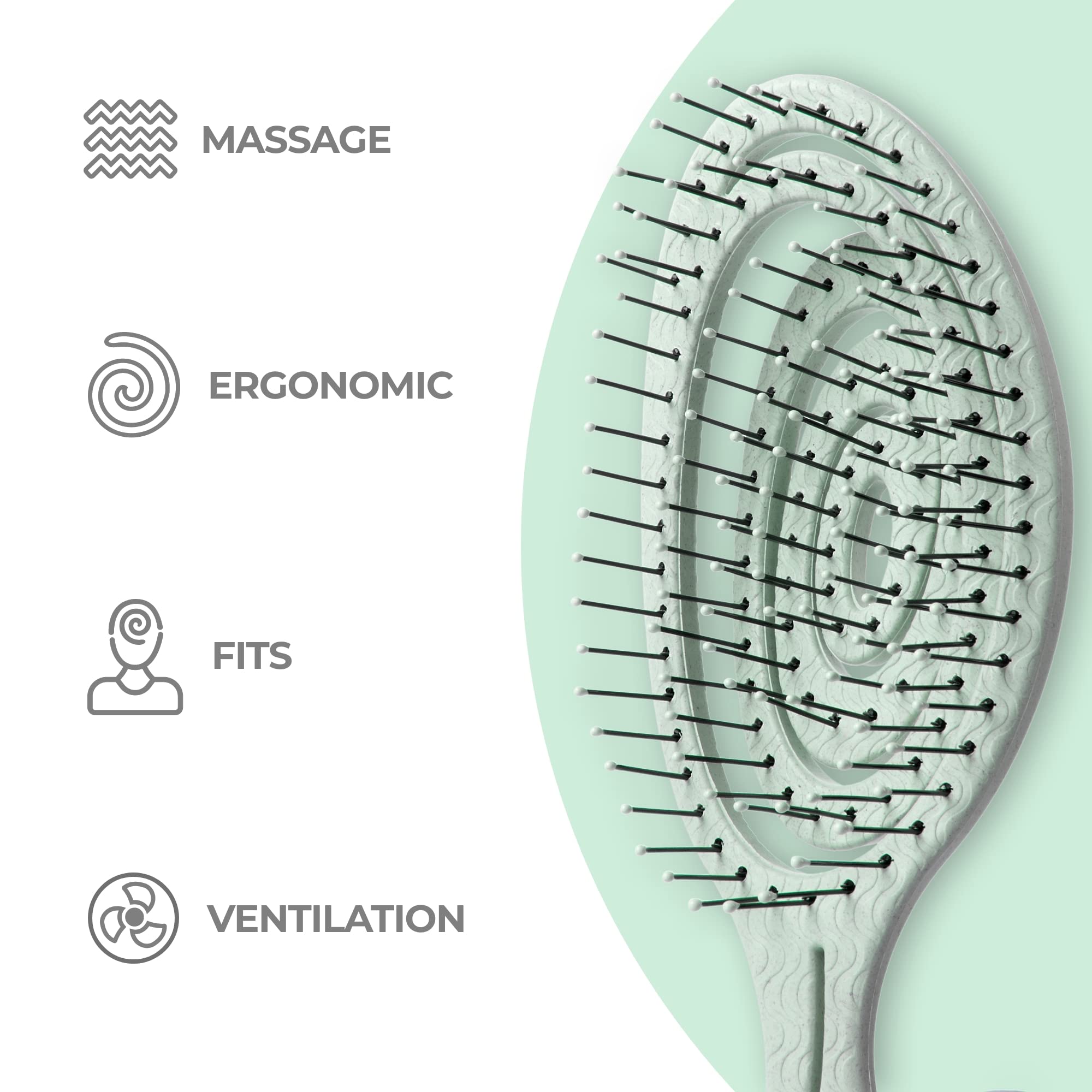 Ninabella detangle brush vegan recycled plastic construction details