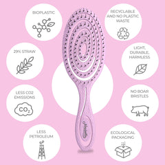 Ninabella detangle brush made from recycled plastic and vegan materials.