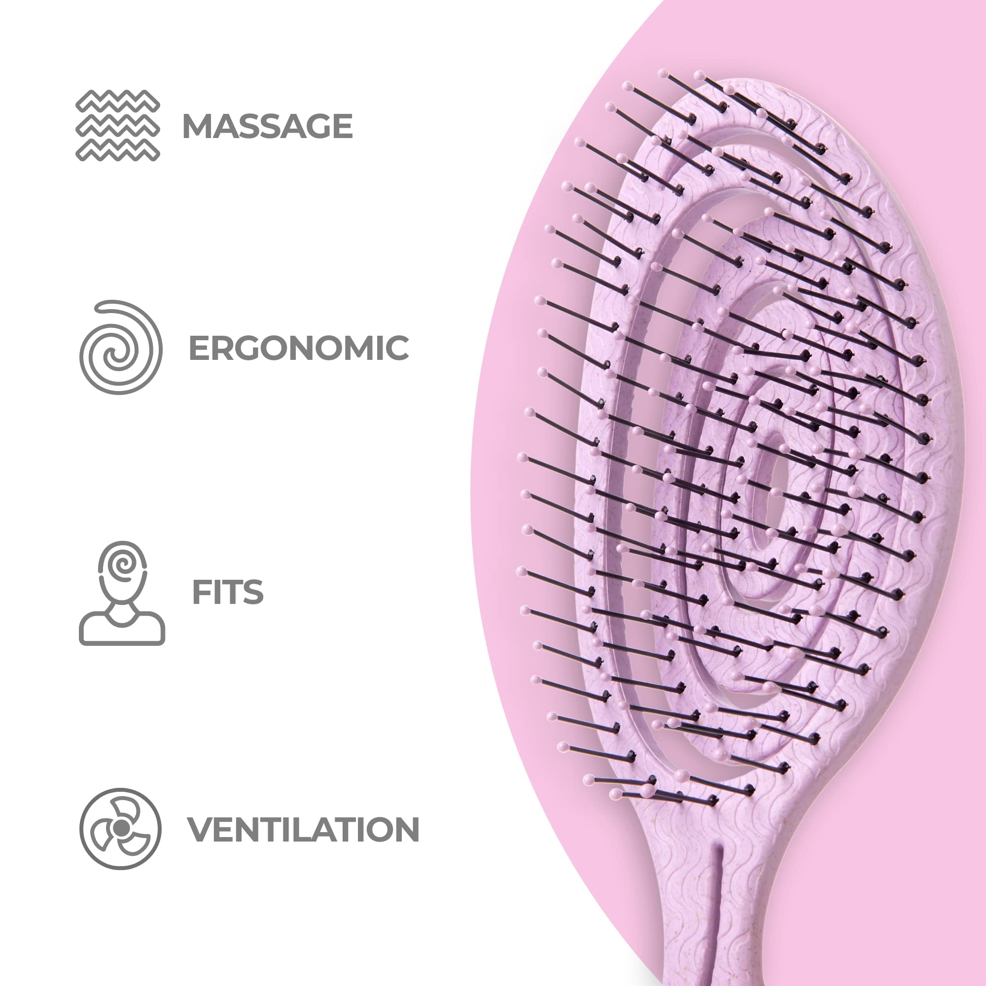 Ninabella detangle brush used on wet hair to minimize pulling.
