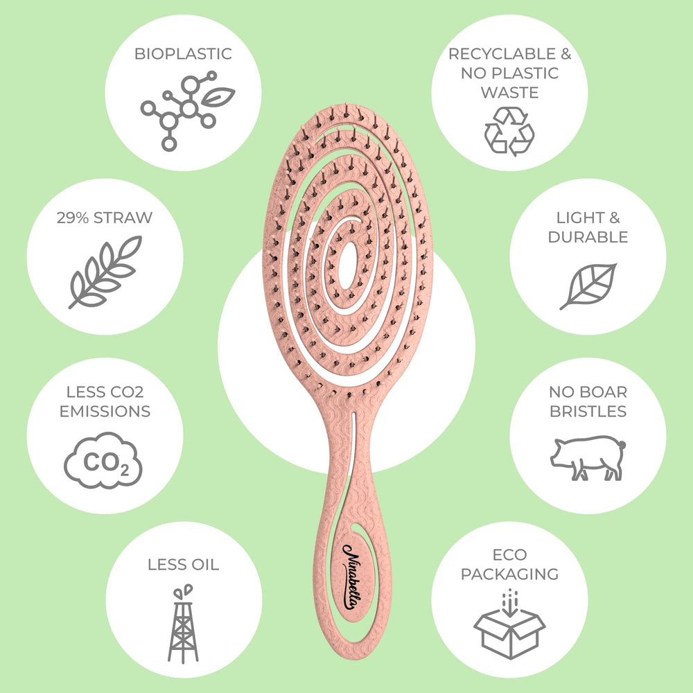 Ninabella detangling brush suits all hair types including straight and curly.