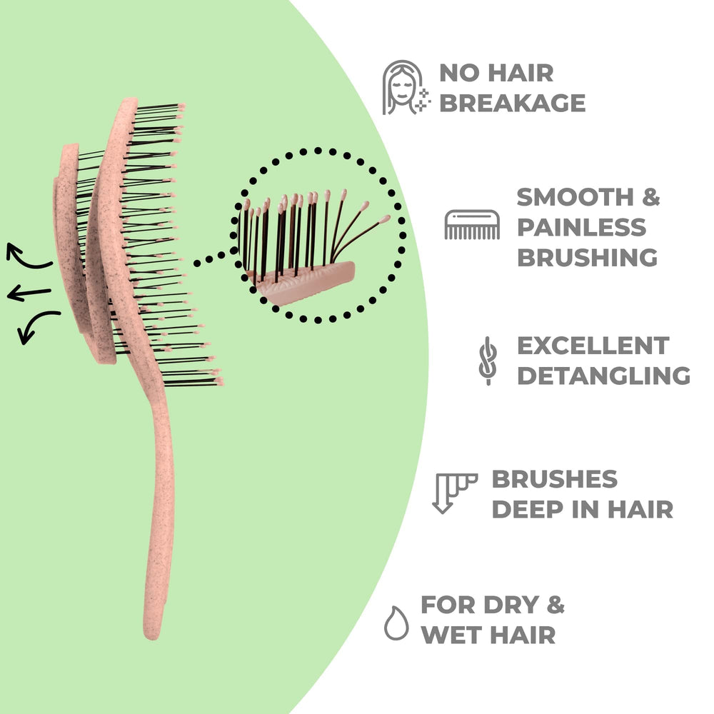 Ninabella detangling brush comfort handle for ergonomic, soothing brushing experience.