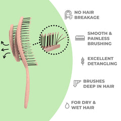 Ninabella detangling brush comfort handle for ergonomic, soothing brushing experience.