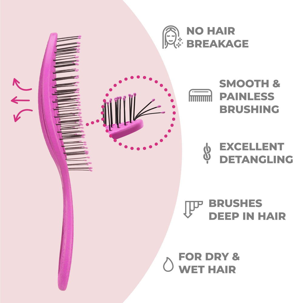 Ninabella Mini Spiral Brush close-up shows soothing scalp massage during detangling.