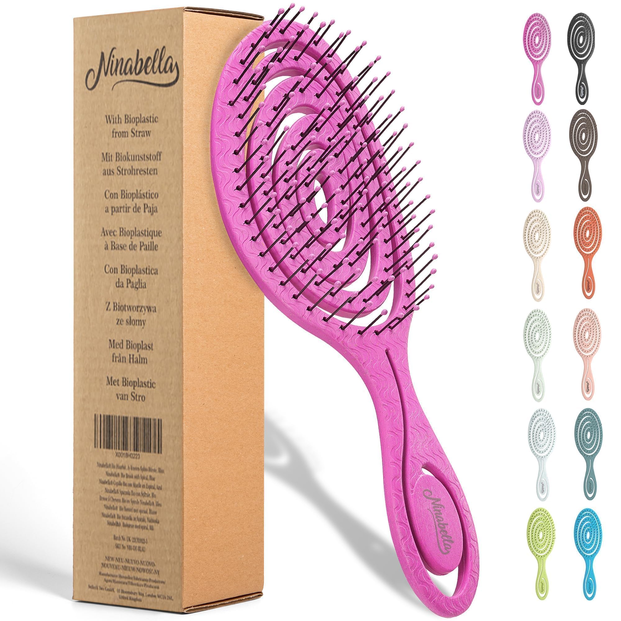 Ninabella Mini Spiral Brush detangler for easy, gentle detangling and scalp comfort.