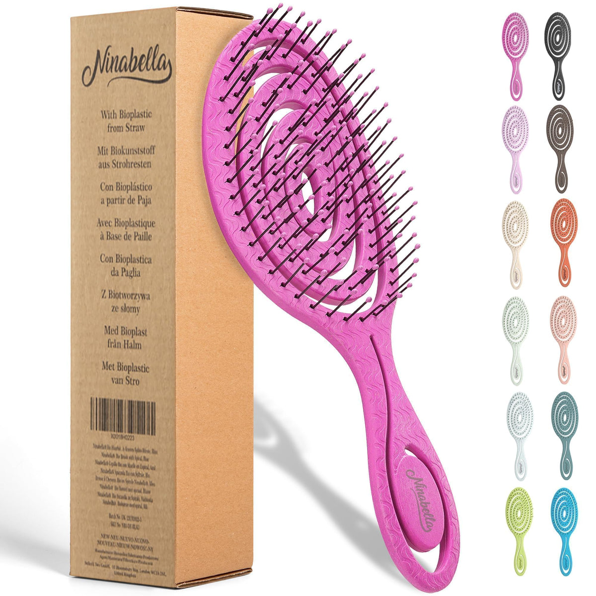 Ninabella Mini Spiral Brush detangler for easy, gentle detangling and scalp comfort.
