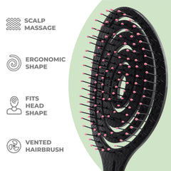 Ninabella Spiral Hairbrush ergonomic grip for comfortable styling during detangling sessions.