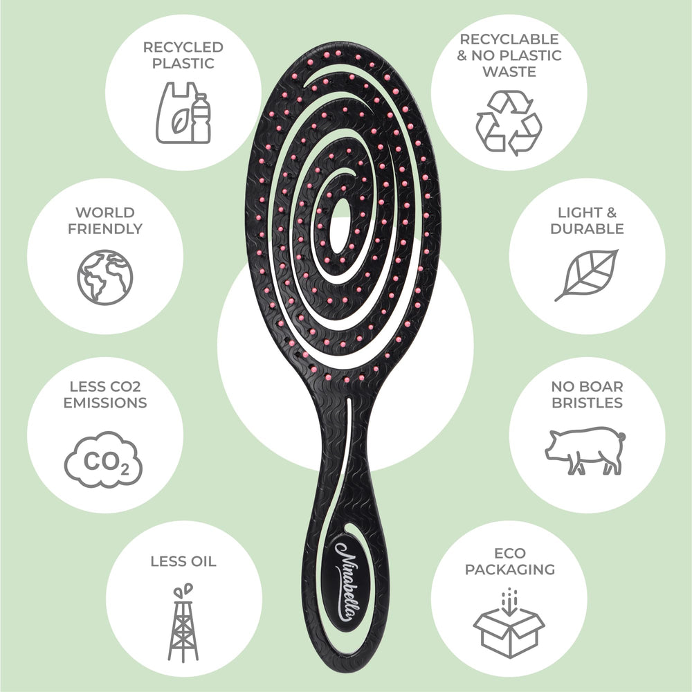 Ninabella Spiral Hairbrush detangles smoothly on wet hair without snagging.