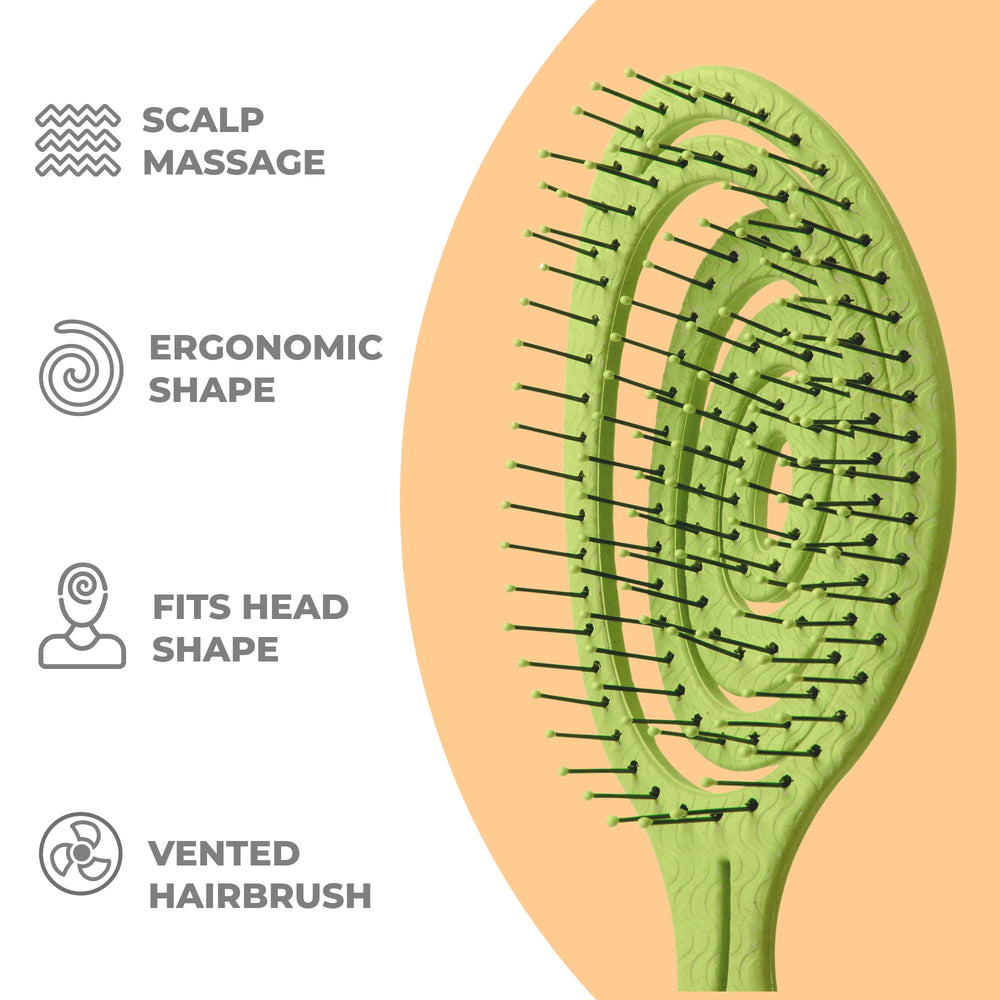 Vegan recycled-plastic brush construction supports eco-friendly grooming.