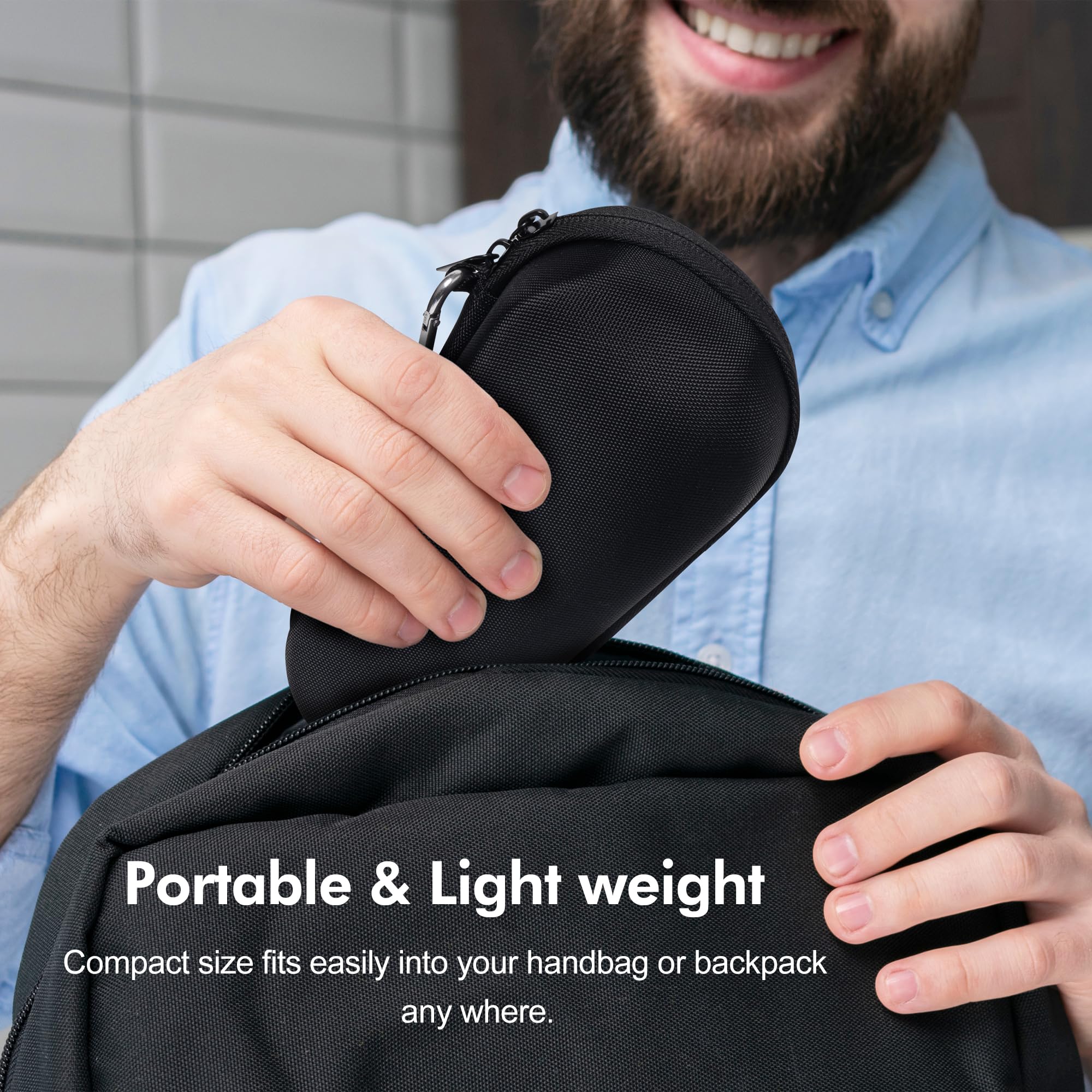 Nincha carabiner included for easy attachment to bags or luggage.