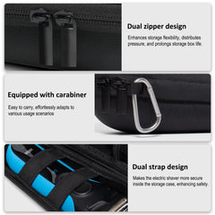 Nincha case uses two straps to secure the shaver without triggering the power button.