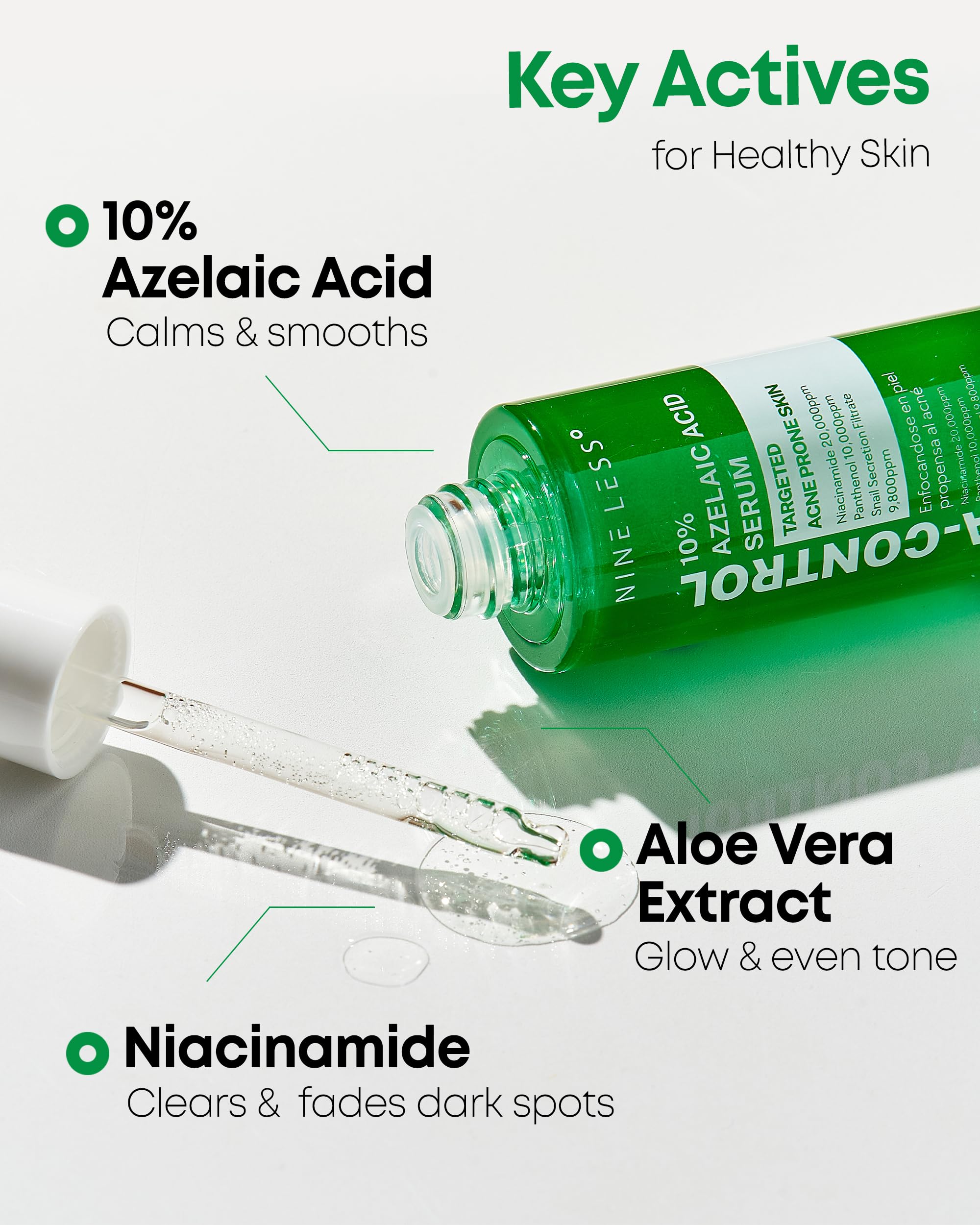 NINELESS control de grasa y apoyo a la barrera para piel fresca.
