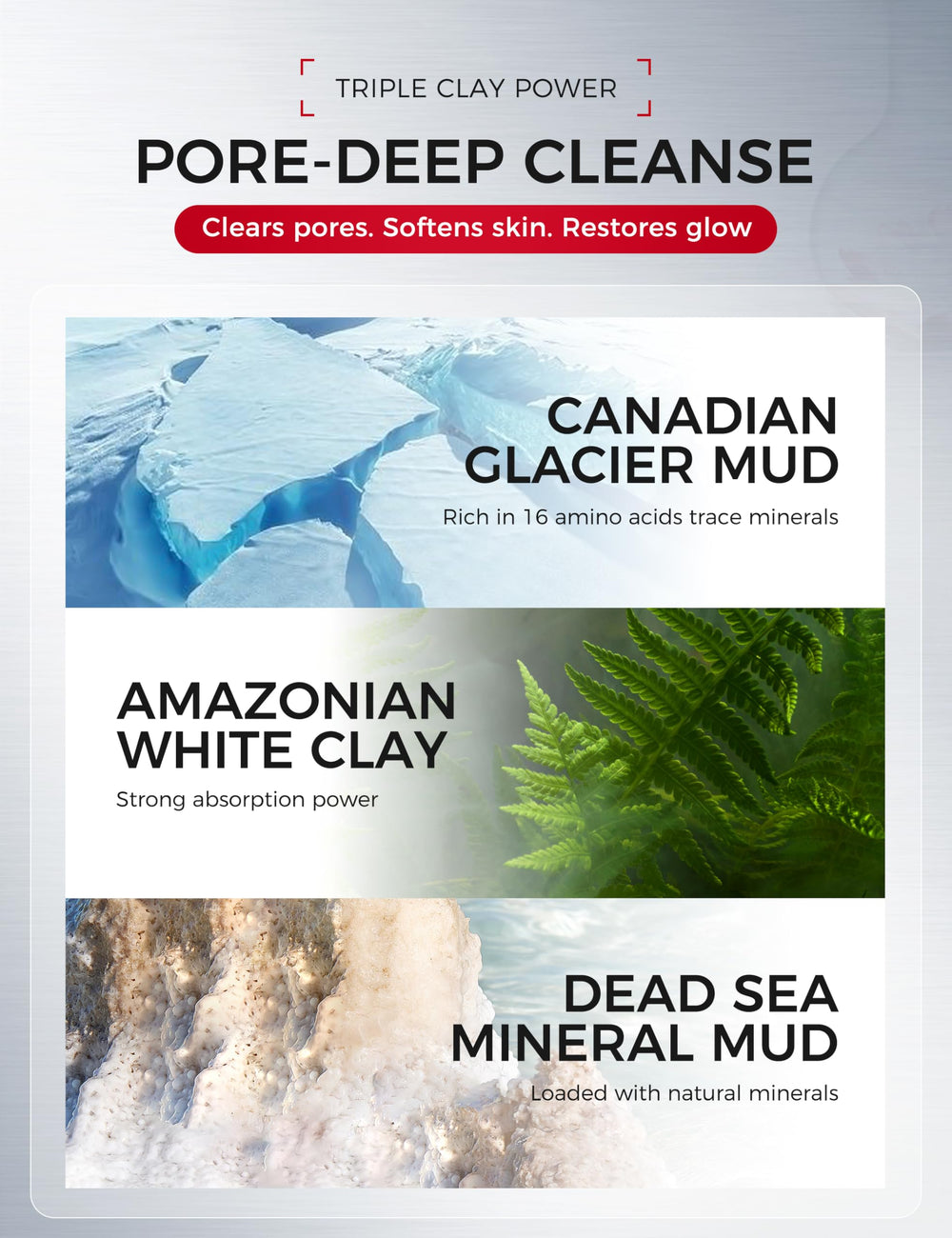 Ning Dermologie mascarilla arcilla glacial canadiense refina poros y textura