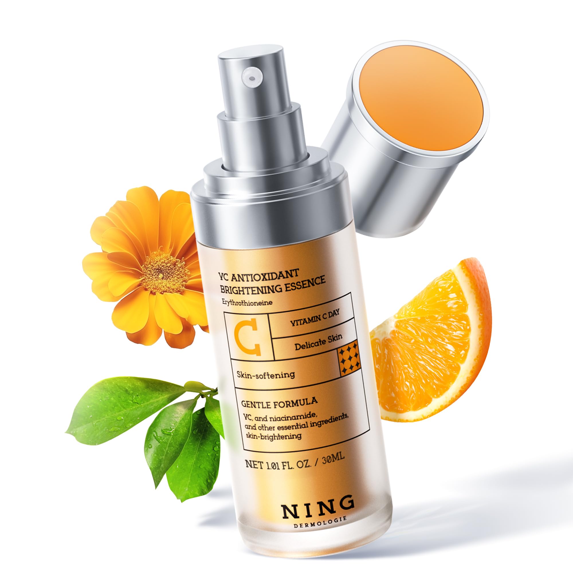 NING DERMOLOGIE Serum Vitamina C, botella, brillo suave para la piel