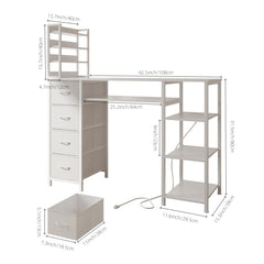 NinPeen manicure table with open shelves for tools and supplies.