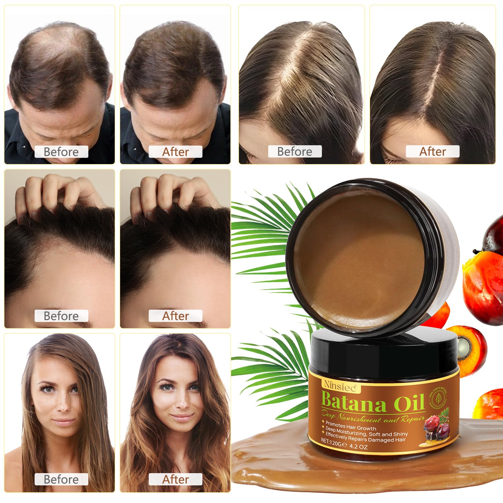 Ninsiec Batana Oil application on hands shows simple scalp massage technique