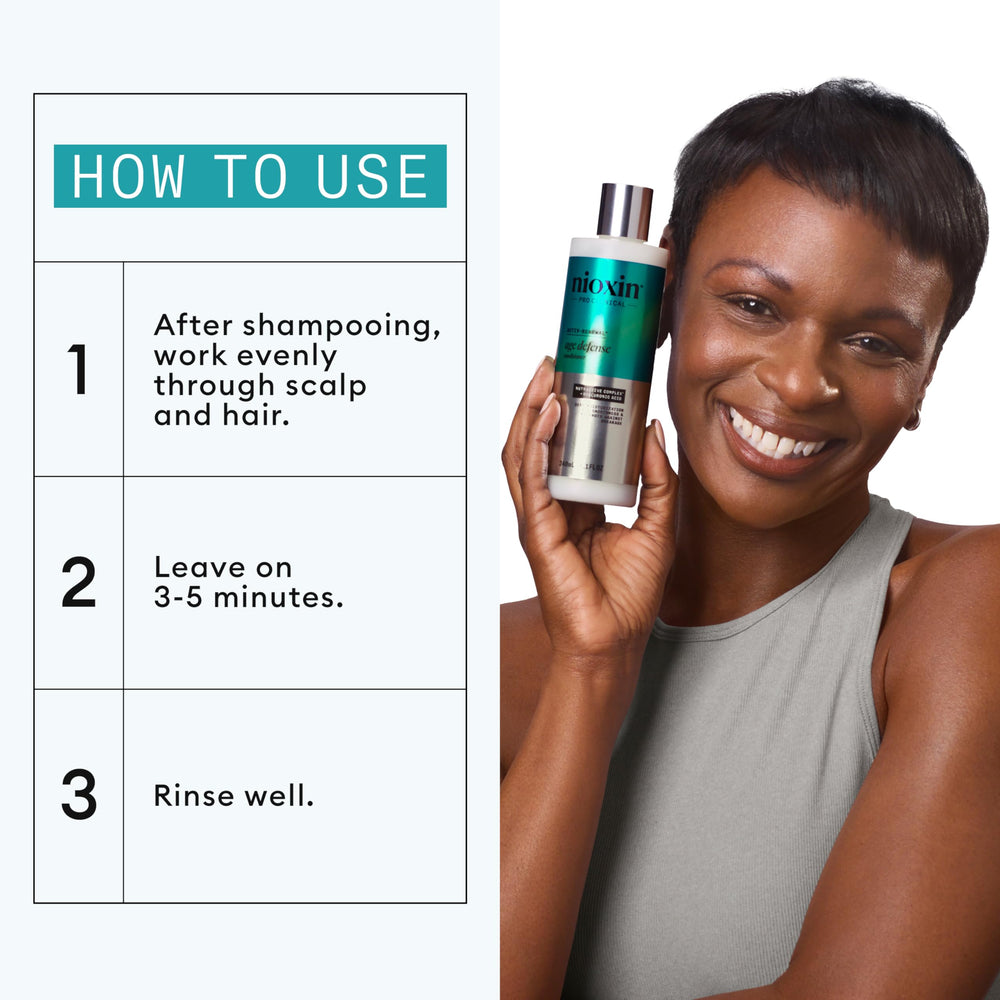 Creamy texture swatch of NIOXIN Age Defense Conditioner for smooth application.