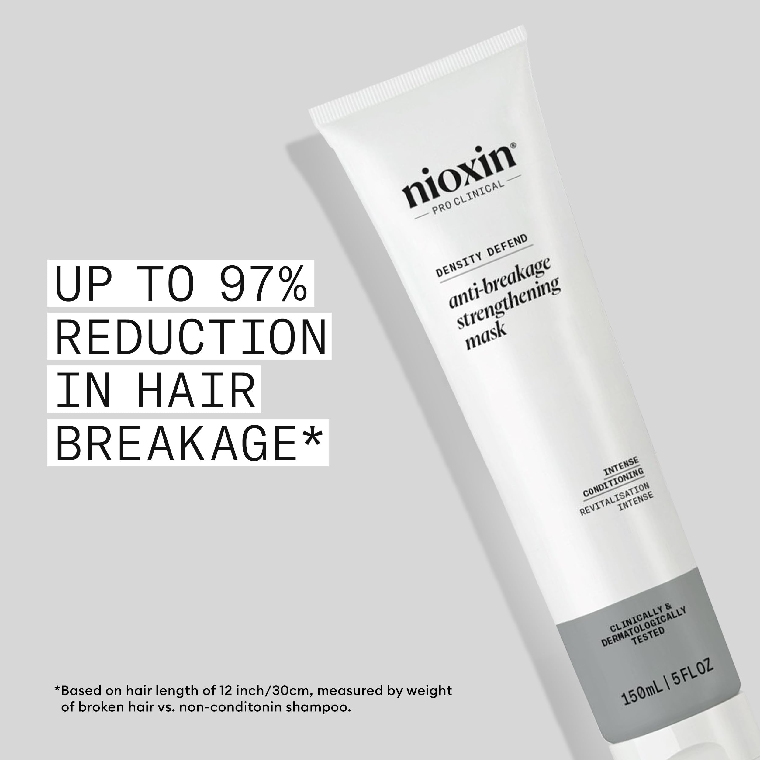 Application demo of Nioxin Density Defend mask on hair for smoother, stronger strands.