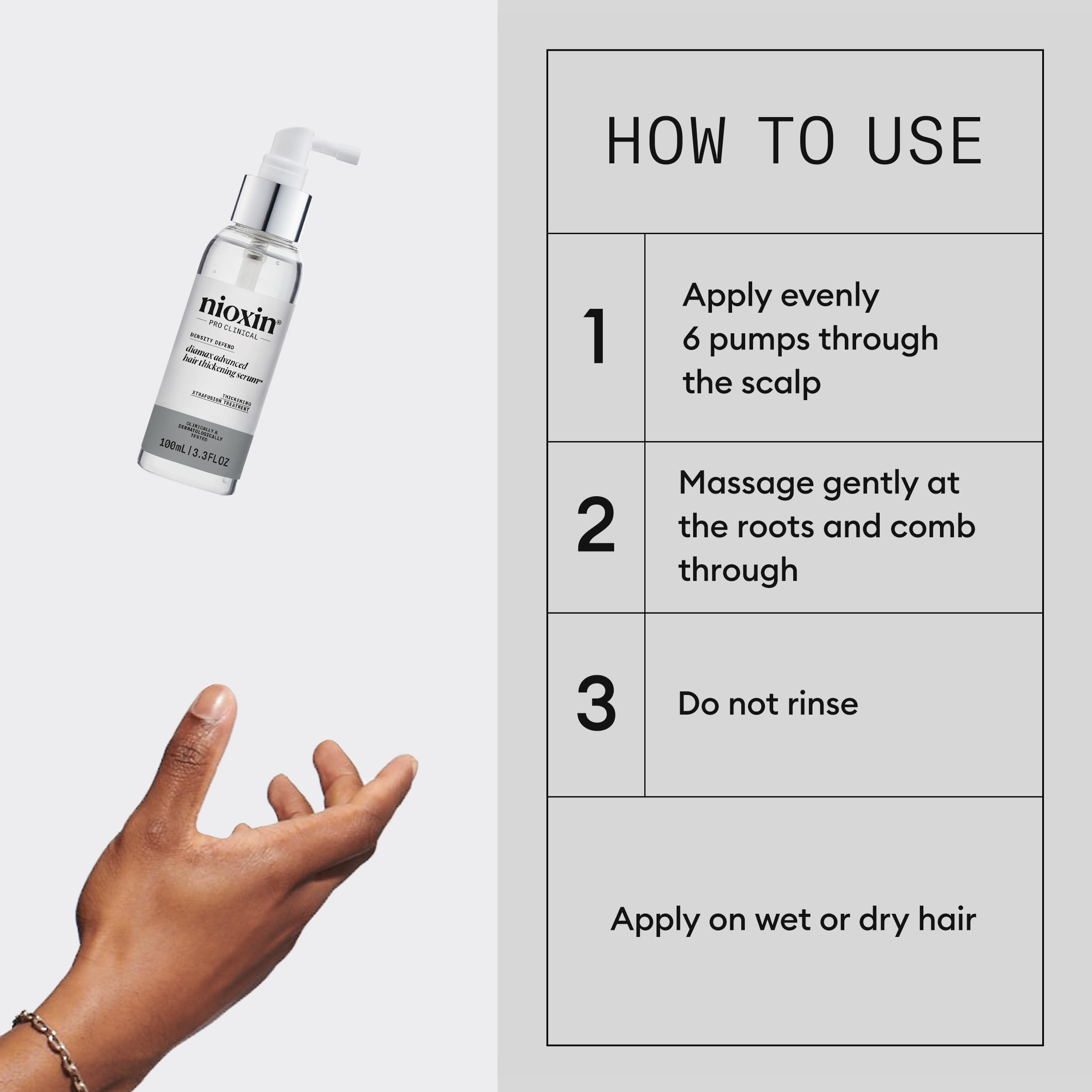 Nioxin Diamax Advanced HTX science visual conveying hair-thickening technology