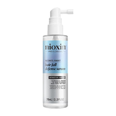 Nioxin Hair Fall Defense serum bottle for daily scalp care and potential thicker-looking hair.