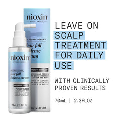 Nioxin Hair Fall Defense serum pump shown for precise, easy application.