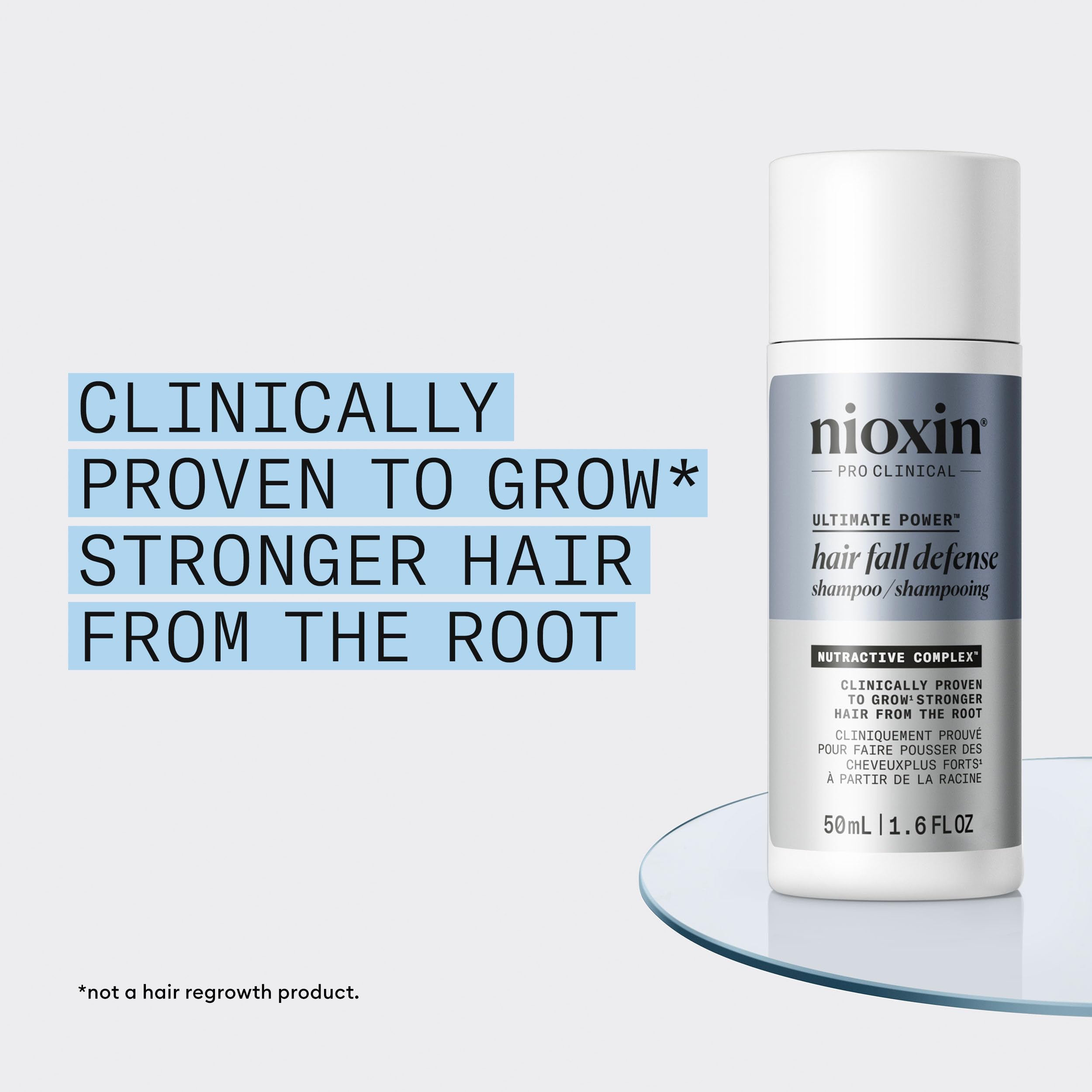 Nioxin Hair Fall Defense label close-up with Nutractive+ Complex