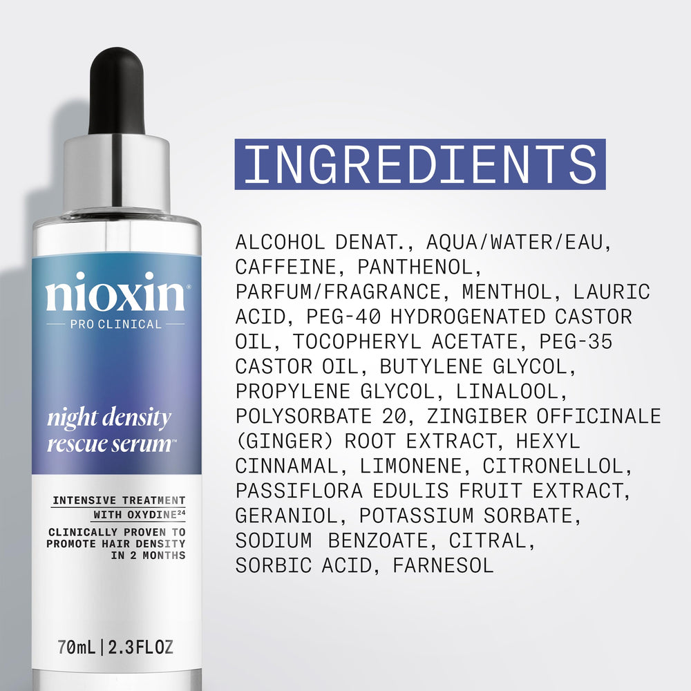 Nioxin Night Density Rescue Serum oxidation illustration communicates scalp protection