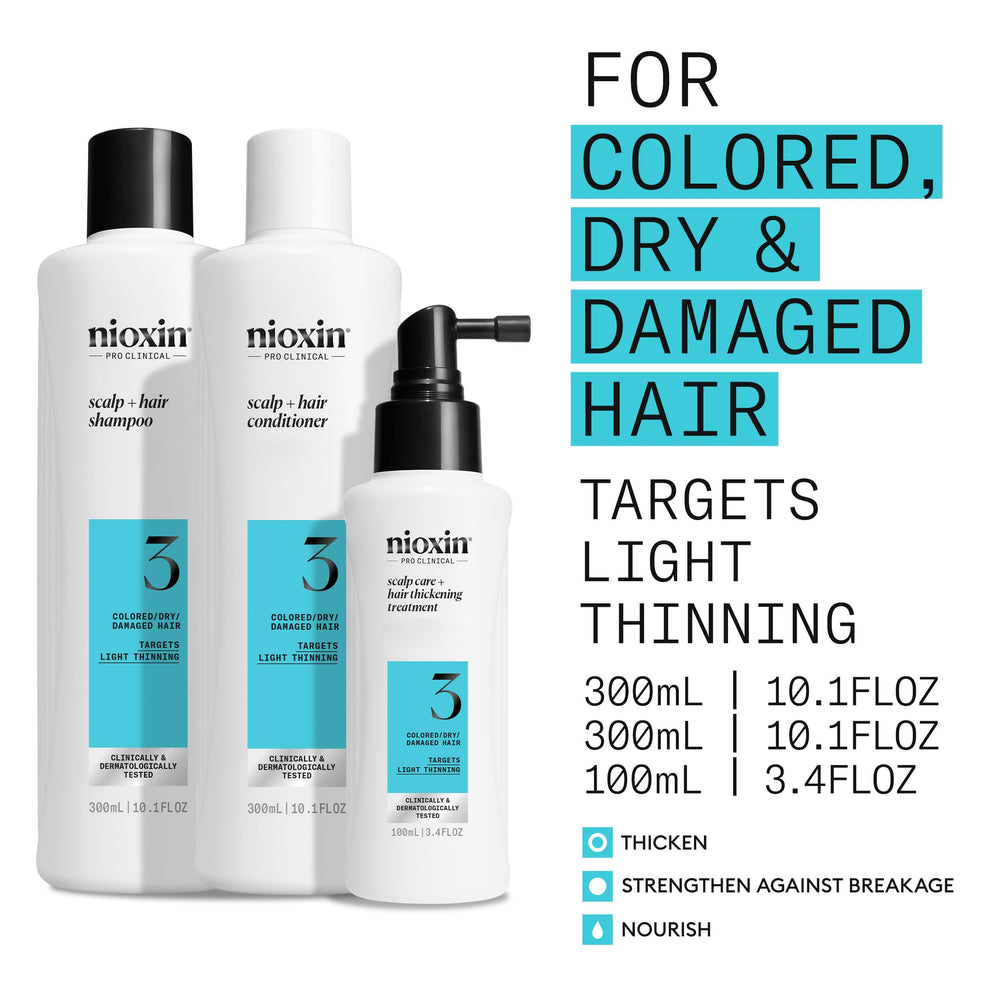 NIOXIN Scalp + Hair Thickening Treatment bottle; nutrients uplift scalp for fuller strands