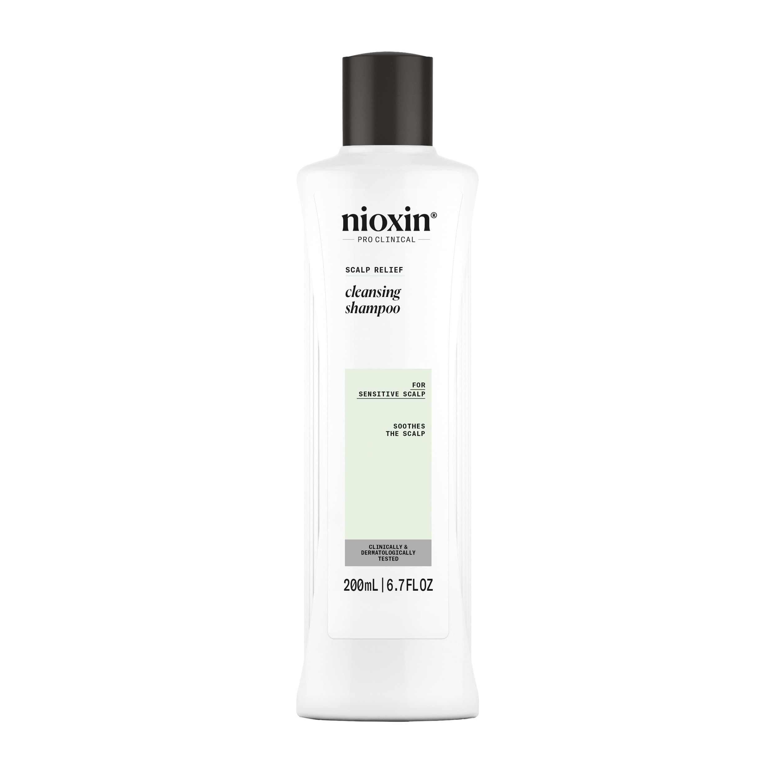 NIOXIN Scalp Relief Cleansing Shampoo bottle with soothing formula for irritated scalps.